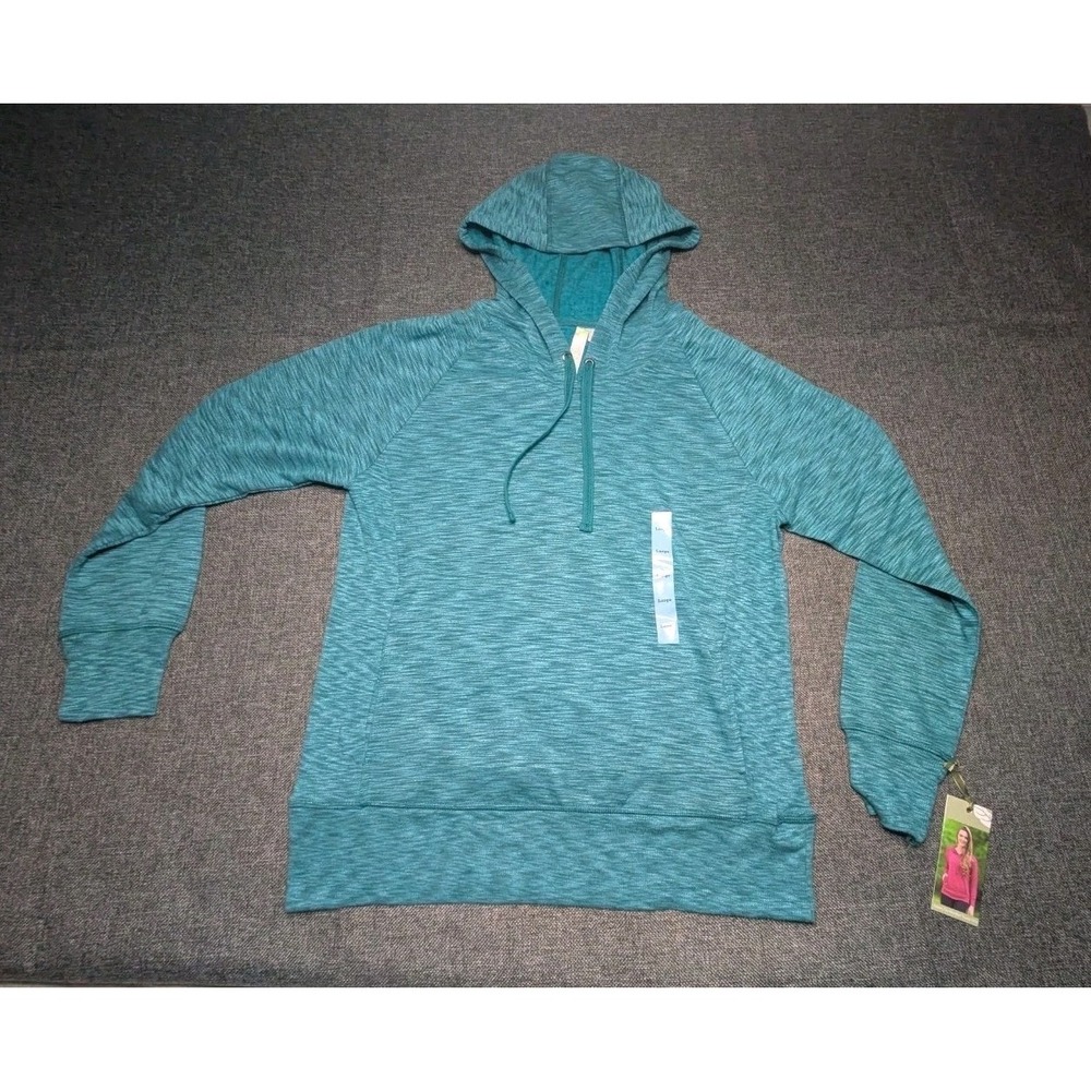 Green Tea Women's Hoodie Blue Cobalt Relaxed Fit Pullover Size Large Jacket NWT